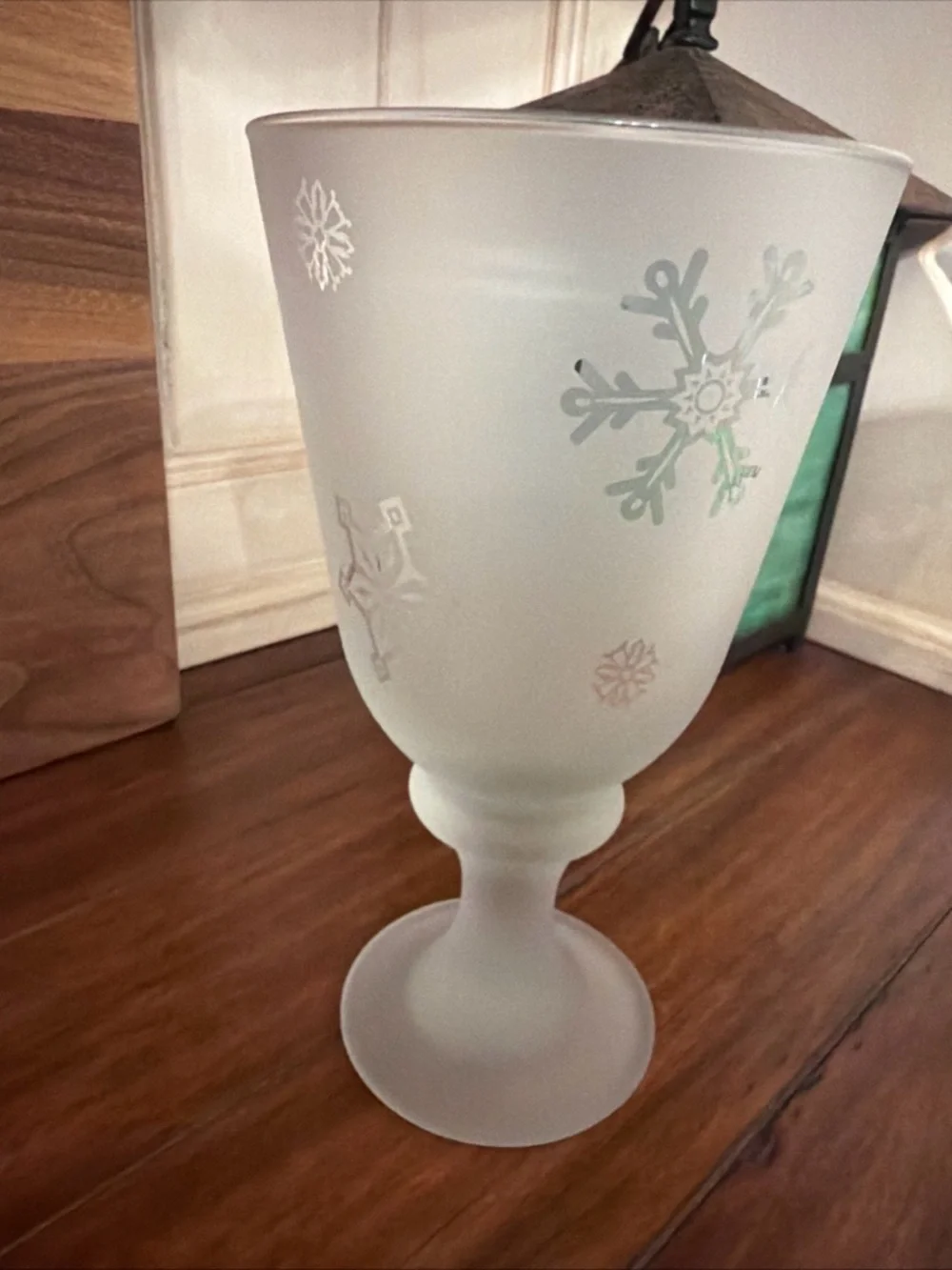 Frosted Snowflake Wine Goblets - Set of 6 vintage Libbey glass ware